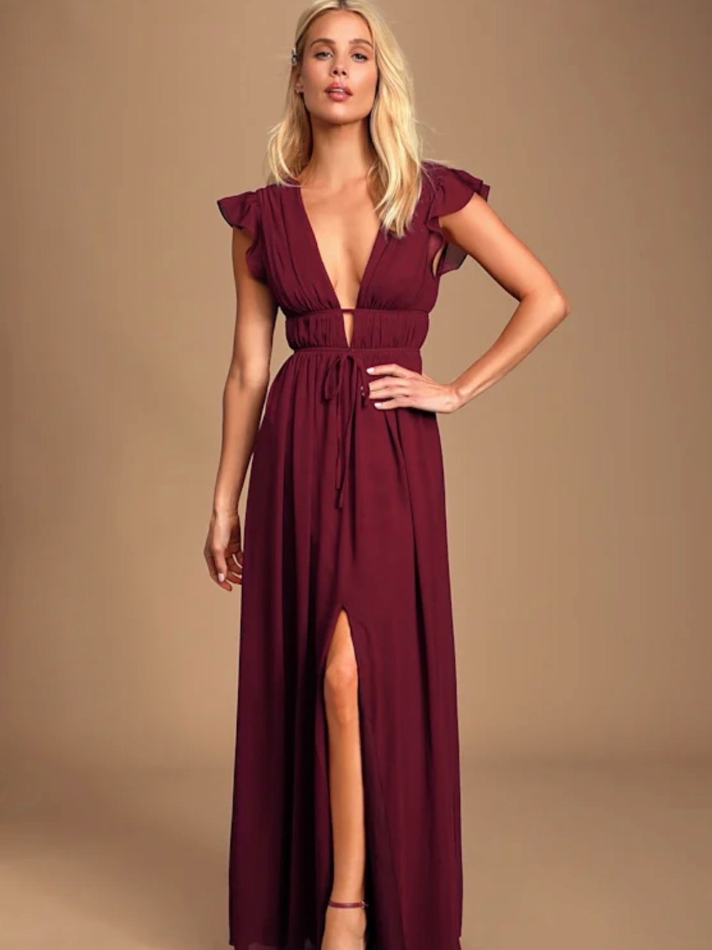 Lulus I’m All Yours Ruffled Maxi Wedding Guest Dress